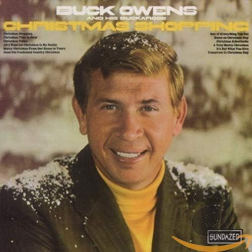 CD cover of Buck Owens' "Christmas Shopping" album with his portrait.