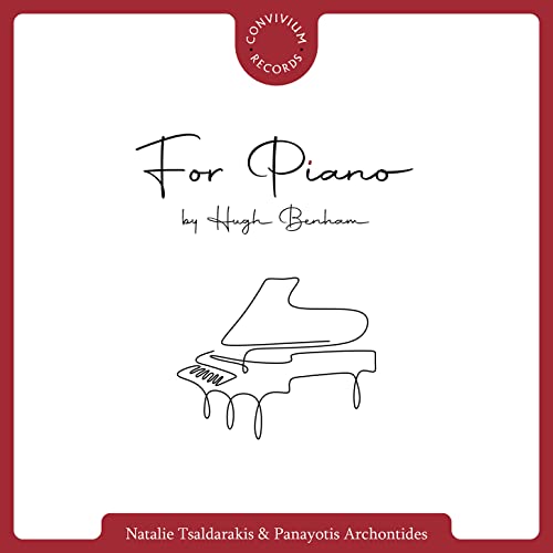 CD cover: red background, white piano drawing, text "For Piano" and names.