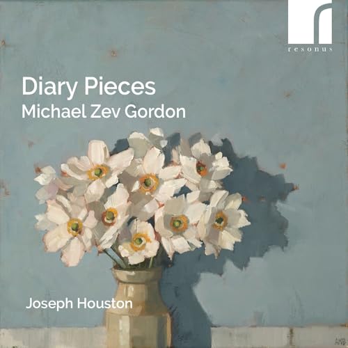 CD cover: painting of white flowers in a vase, blue background.