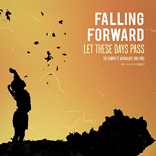 CD cover: Silhouette of person reaching for falling objects, orange background.