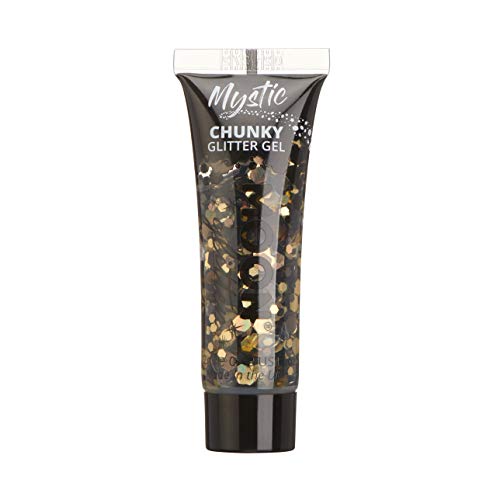 Mystic Chunky Face & Body Glitter Gel by Moon Glitter - Luxe - Cosmetic Festival Glitter Face Paint for Face, Body, Hair, Nails - 12ml