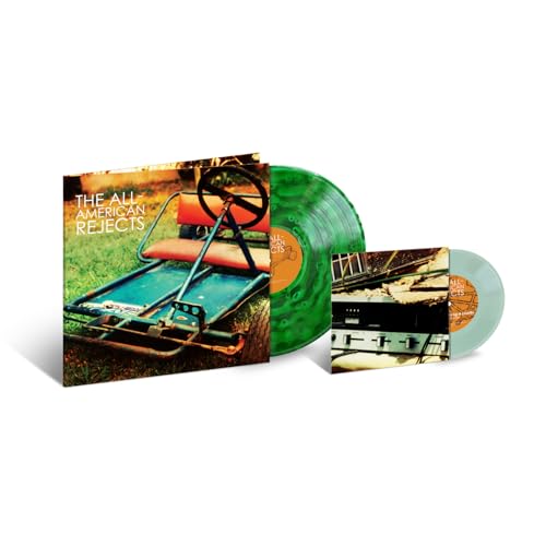 The All-American Rejects vinyl album with green and blue records.