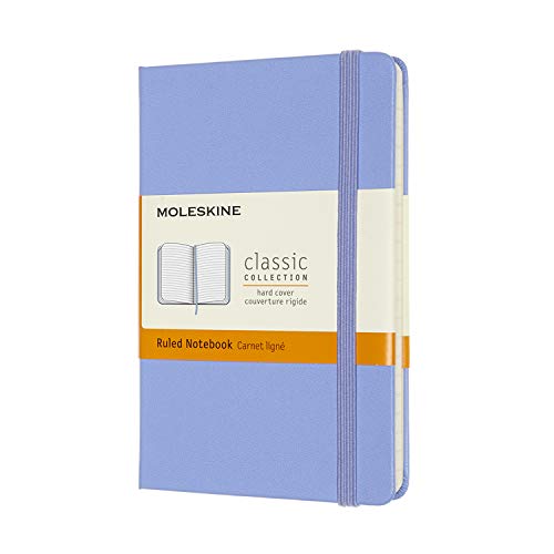 Moleskine - Classic Notebook, Ruled Notebook, Hard Cover and Elastic Closure, Size Pocket 9 x 14 cm, Colour Hydrangea Blue, 192 Pages