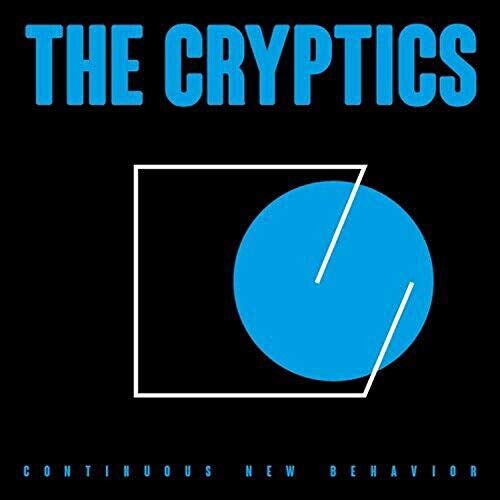 CD cover for The Cryptics’ “Continuous New Behavior” with abstract blue design.