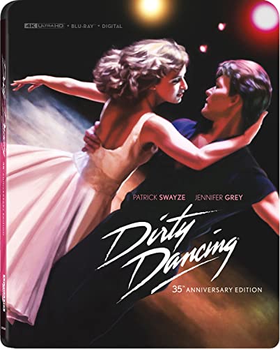 “Dirty Dancing” Blu-ray cover featuring Patrick Swayze and Jennifer Grey dancing.