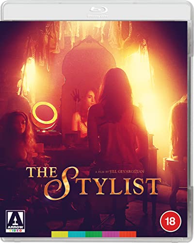 Blu-ray cover for horror film "The Stylist" featuring a woman and mirror.