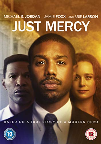 Just Mercy" DVD cover featuring Michael B. Jordan, Jamie Foxx, and Brie Larson.