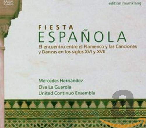 CD cover for “Fiesta Española” featuring Mercedes Hernández and ensemble.