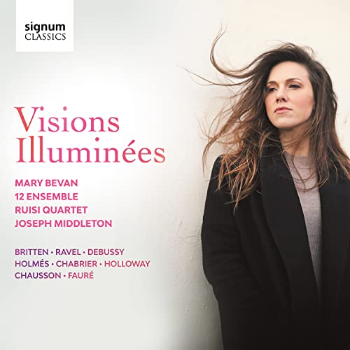 CD cover featuring portrait of Mary Bevan with red text “Visions Illuminées”.