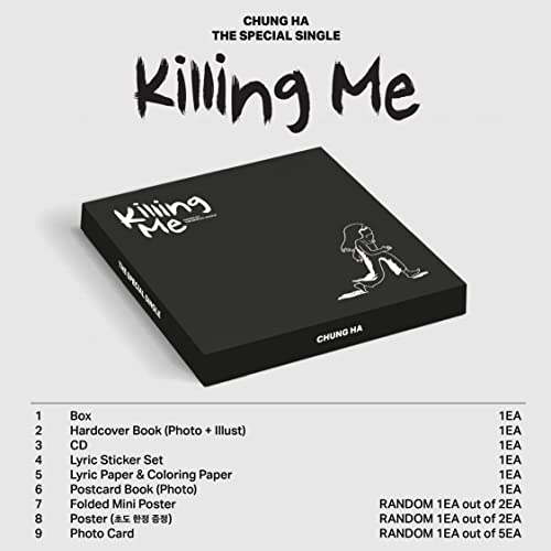 Black "Killing Me" CD package with a white illustrated figure.