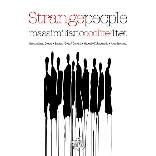 CD cover for “Strange People” by Massimiliano Coclite 4tet, black figures.