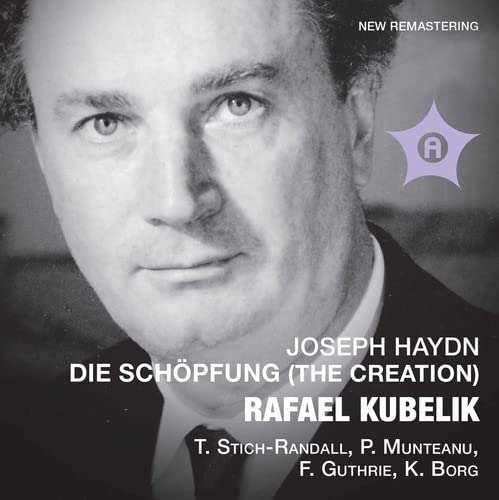 Black and white portrait of Rafael Kubelik with text: "Joseph Haydn - Die Schöpfung".