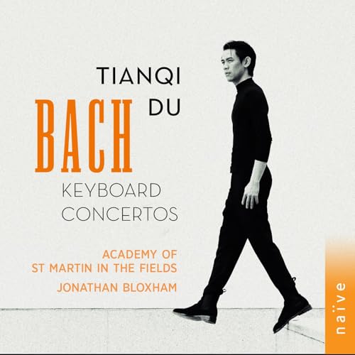 CD cover: pianist Tianqi Du, orange text, "Bach: Keyboard Concertos.