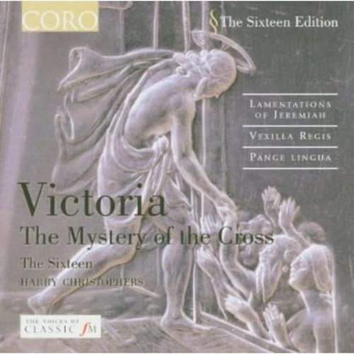 CD cover depicting a sculpted figure carrying a cross, religious art.