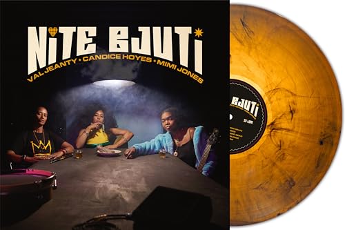 Nite Bjuti album cover and orange marble vinyl record shown.