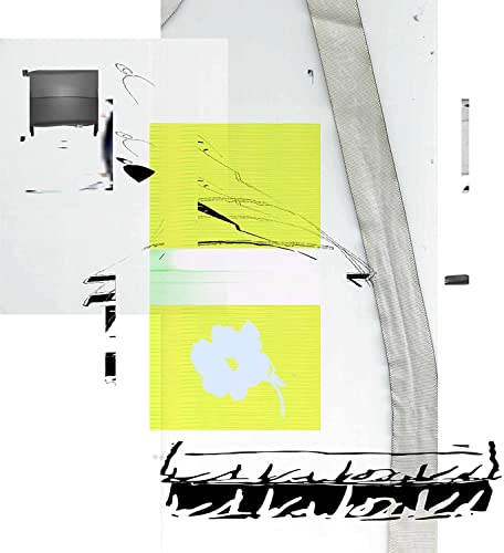 Abstract album cover with yellow, white, and black geometric shapes.