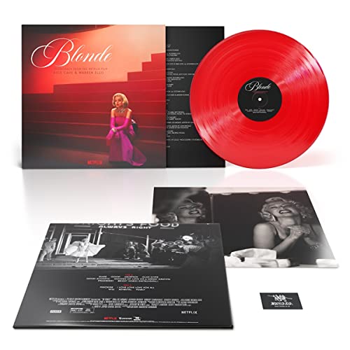 Blonde soundtrack vinyl set featuring a red record, album cover, and black-and-white inserts.