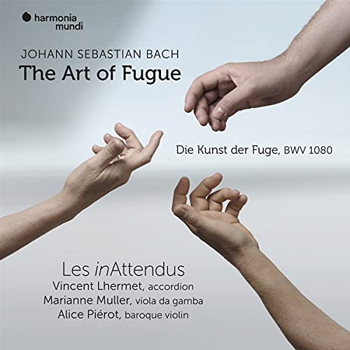 CD cover for Bach’s *The Art of Fugue* featuring abstract hand imagery.