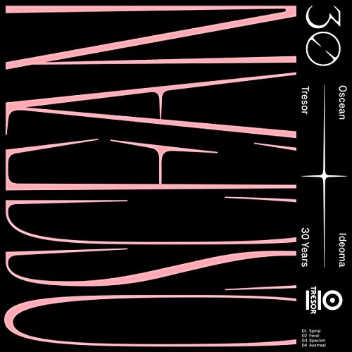 Black vinyl record cover with pink, distorted typography and text.