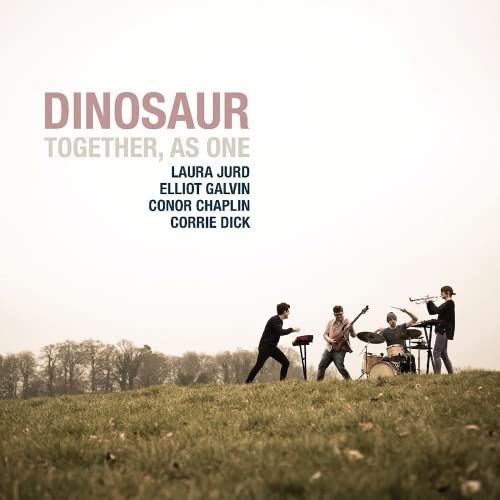 CD cover for “Dinosaur - Together As One” featuring a band on a hill.