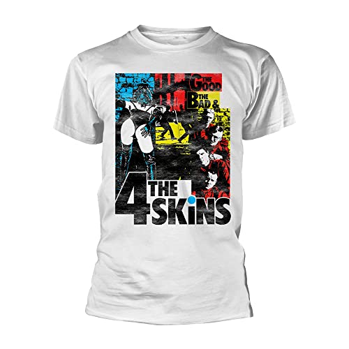 The 4 Skins T Shirt The Good The Bad Band Logo Official Mens White S