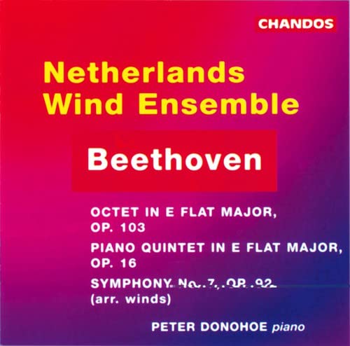 CD cover for “Netherlands Wind Ensemble” performing Beethoven, with red and white text.