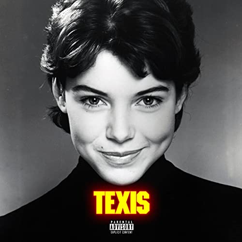 Black and white portrait of a woman with “TEXIS” text overlay.