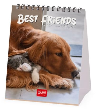 Legami - Table Calendar 2024, 12 Months and Annual Planner 2025, Space for Notes and Notes, Number of the Week, Zodiac Signs and International Holidays, Single Cellophaning, 12x14.5 cm