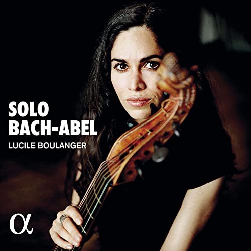 Lucile Boulanger with viola, album cover for Bach & Abel’s “Solo.”