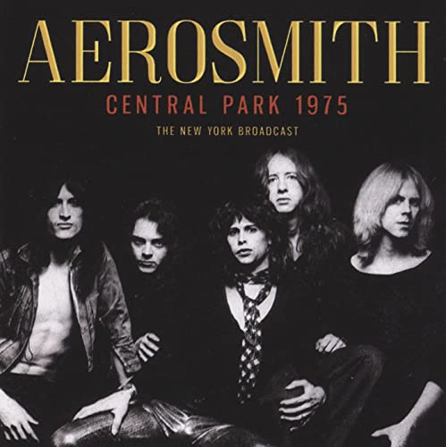 Aerosmith band portrait from 1975, dark background, CD cover art.