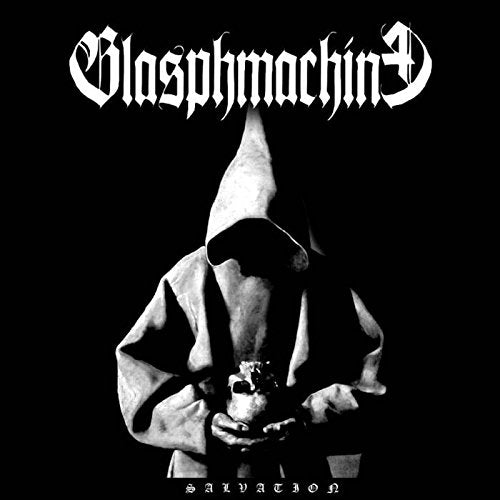 Black and white album cover featuring a hooded figure holding a skull.