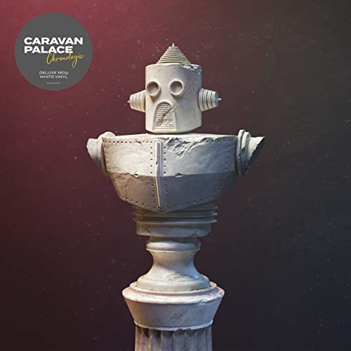 Album cover for Caravan Palace’s “Chronologic” featuring a robotic sculpture.