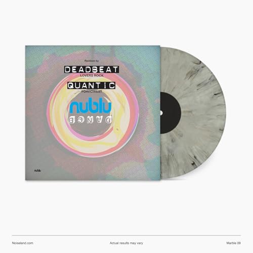 Vinyl record with colorful cover art featuring the text "nublu DANCE" and "Deadbeat.