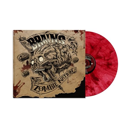 Vinyl record of “The Brains - Zombie Nation” with brain and skull artwork.