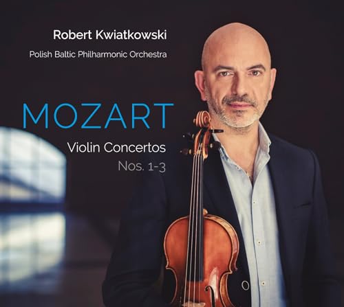 Portrait of violinist Robert Kwiatkowski with his violin, album cover.