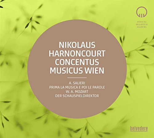 CD cover with green foliage, text naming composers Salieri and Mozart.