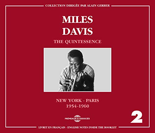 Red album cover featuring Miles Davis playing the trumpet in black and white.