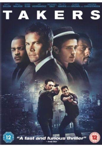 “Takers” DVD cover featuring four men with a city backdrop.