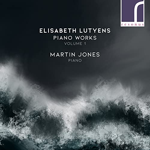 CD cover for Elisabeth Lutyens’ Piano Works, Vol. 1, with stormy waves.