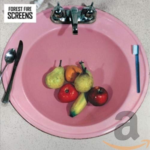 CD cover for Forest Fire’s “Screens” featuring fruit and cutlery in a sink.