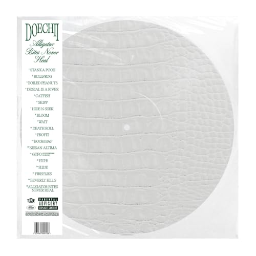 Doechii’s “Alligator Bites Never Heal” vinyl record in a plastic sleeve.