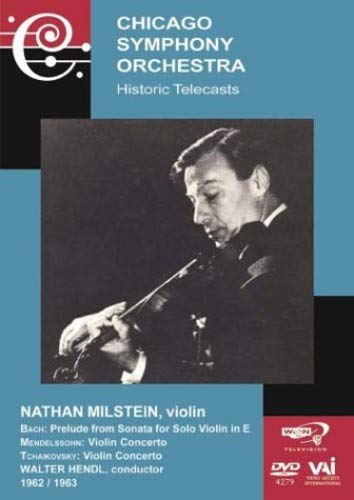 DVD cover featuring violinist Nathan Milstein in black and white.