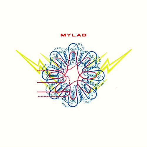 Album cover for Mylab with abstract blue, red, and yellow design.