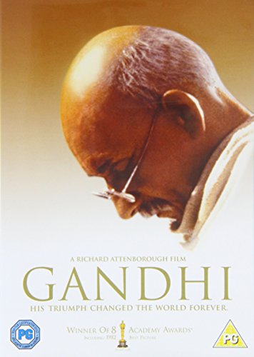 DVD cover for the film "Gandhi" featuring a portrait of Ben Kingsley.