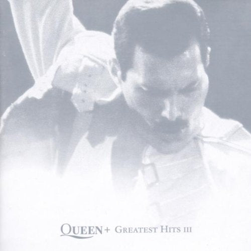 Black and white CD cover featuring Freddie Mercury and the band Queen.