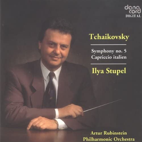 CD cover featuring conductor Ilya Stupel and text “Tchaikovsky Symphony no. 5”.