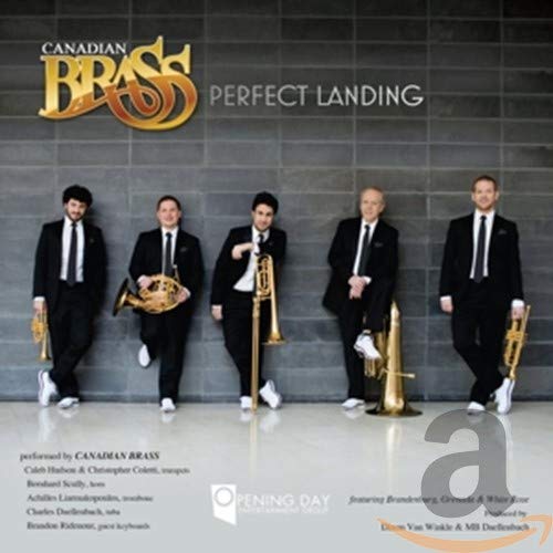 Canadian Brass album cover featuring five musicians with brass instruments.