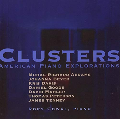 CD cover for "Clusters," featuring blue abstract design and white text.