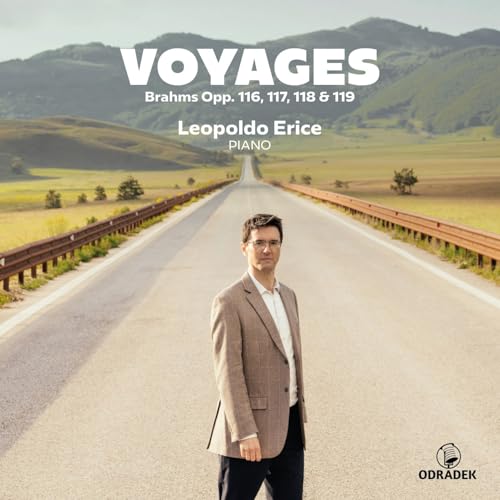 CD cover: pianist Leopoldo Erice, road landscape, text “Voyages Brahms.”