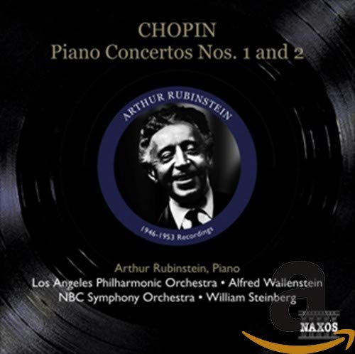 CD cover: Arthur Rubinstein portrait over a blue and black vinyl record.